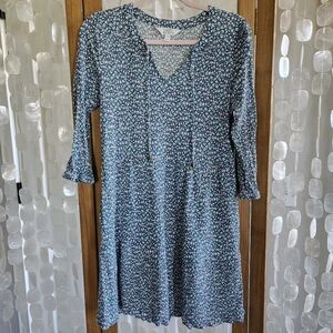 Market & Spruce Cassi Ruffle Neck Shift Dress - Teal Green - Size Large